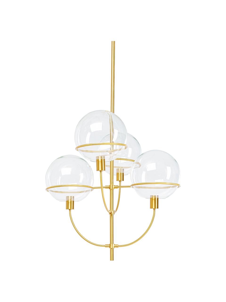 Große Pendelleuchte Lantern, Baldachin: Metall, beschichtet, Transparent, Goldfarben, Ø 68 x H 120 cm