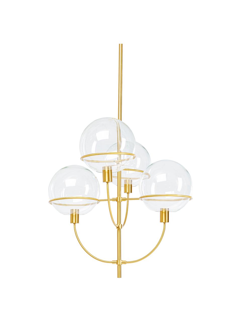 Lámpara de techo grande Lantern, Anclaje: metal recubierto, Estructura: metal recubierto, Transparente, dorado, Ø 68 x Al 120 cm
