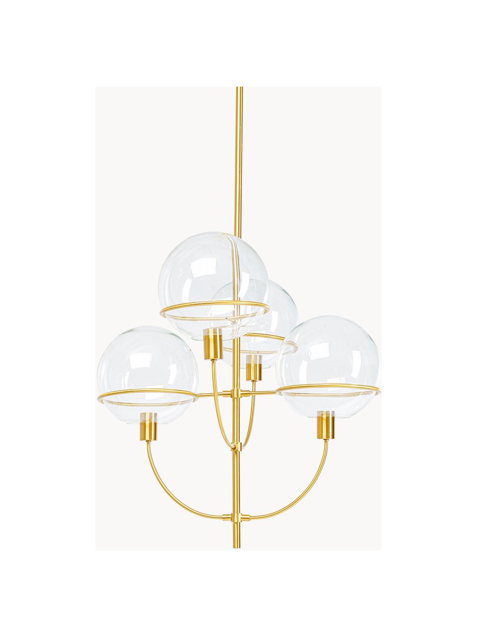 Lámpara de techo grande Lantern, Anclaje: metal recubierto, Estructura: metal recubierto, Transparente, dorado, Ø 68 x Al 120 cm
