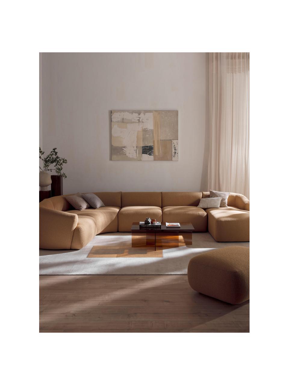 Salon modulable en tissu bouclé Sofia, Bouclé beige, larg. 404 x prof. 231 cm, méridienne à gauche