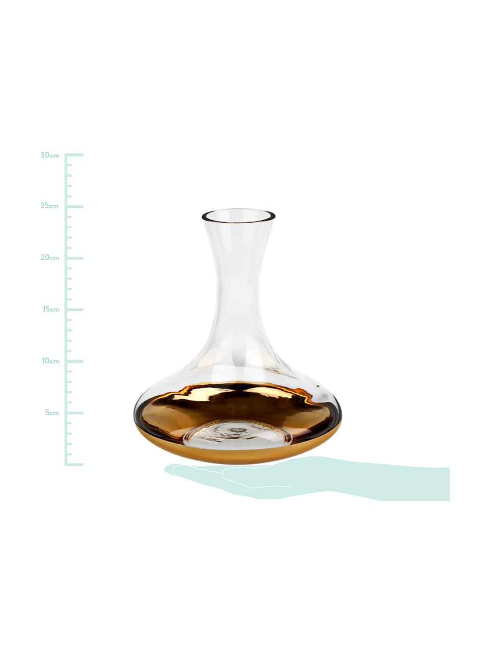 Decanter Premio, Glas, Transparant, goudkleurig, H 24 cm