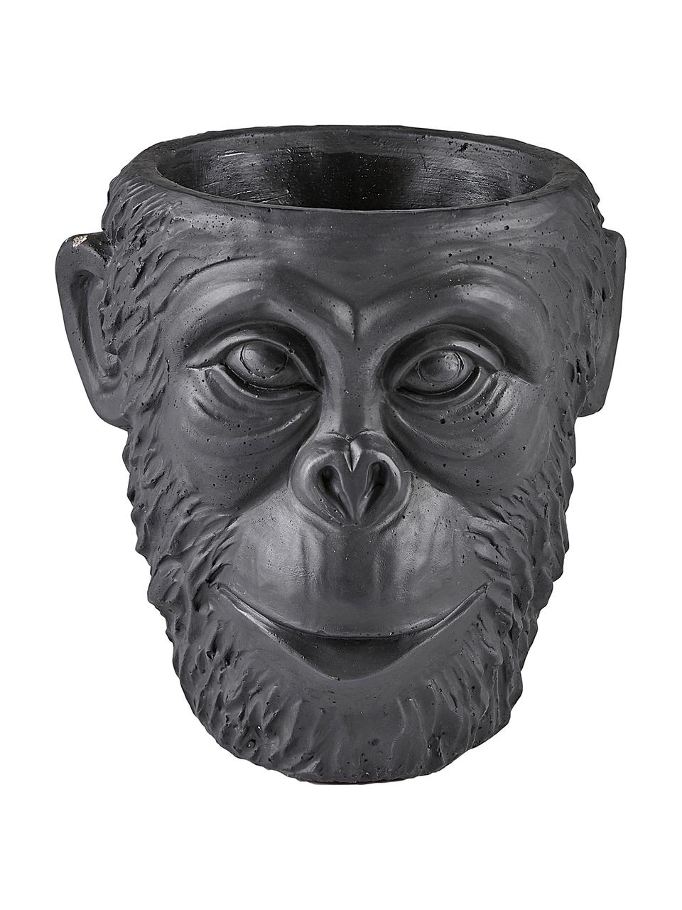 Plantenpot Monkey, Betonkleurig, Zwart, Ø 19 x H 19 cm