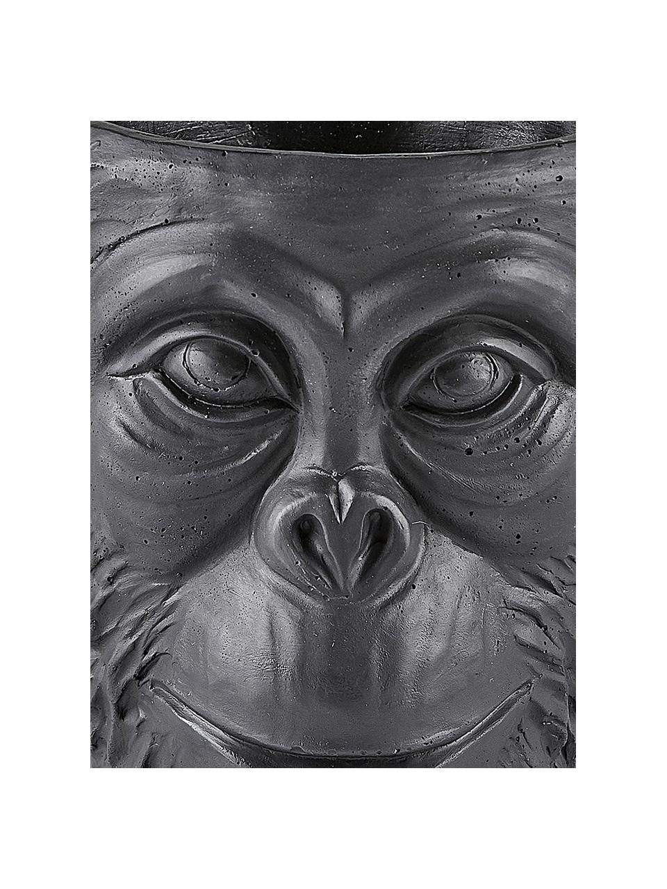 Plantenpot Monkey, Betonkleurig, Zwart, Ø 19 x H 19 cm