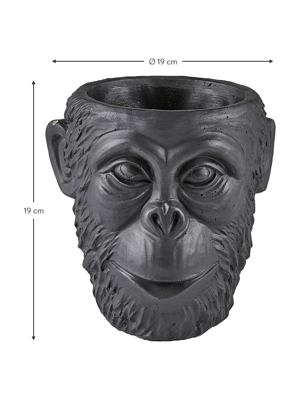 Cache-pot Monkey, Béton, Noir, Ø 19 cm x haut. 19 cm