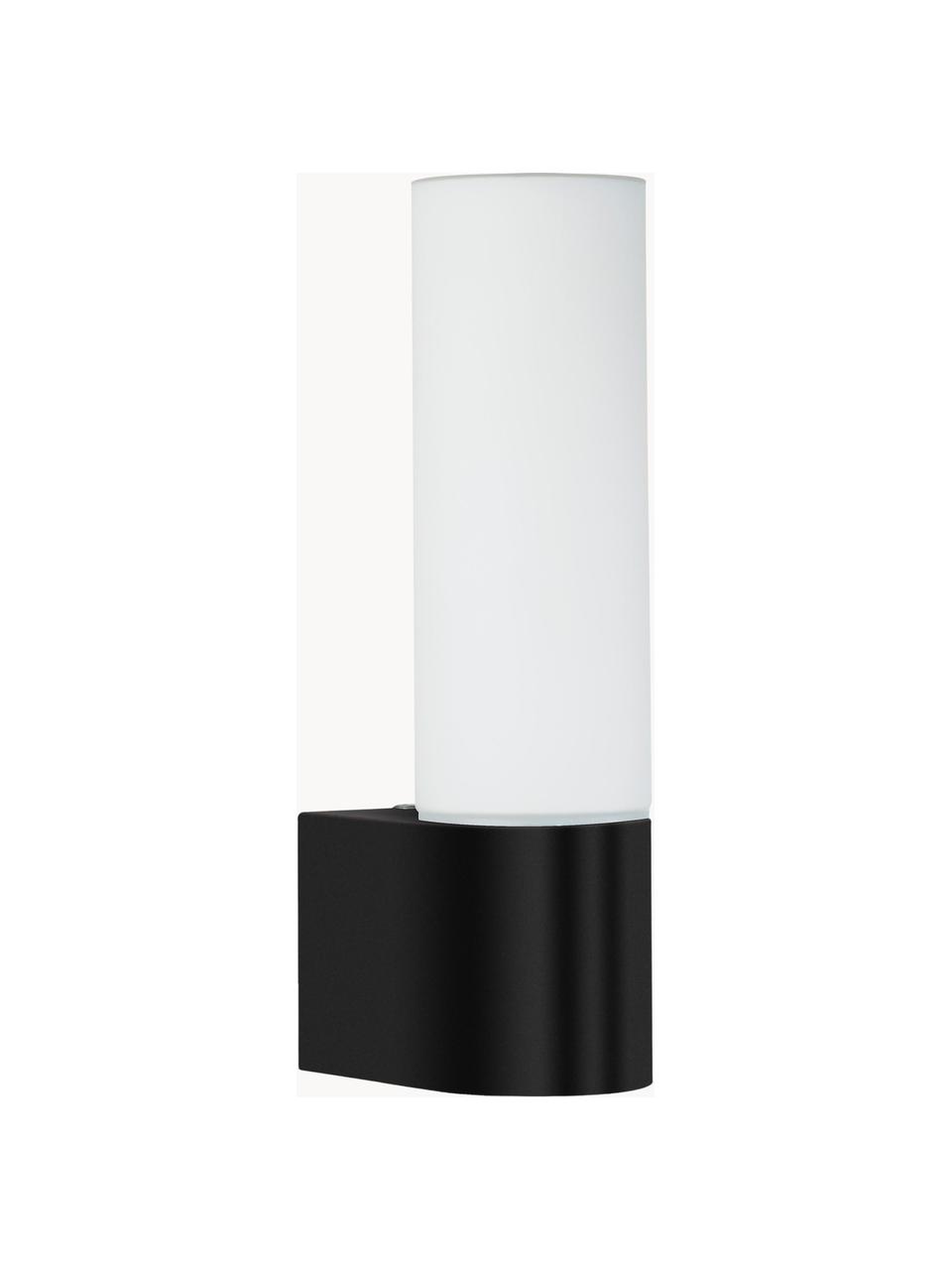 Wandlamp Cosenza met geïntegreerde stopcontact, Lampenkap: opaalglas, Zwart, wit, B 6 x D 10 cm