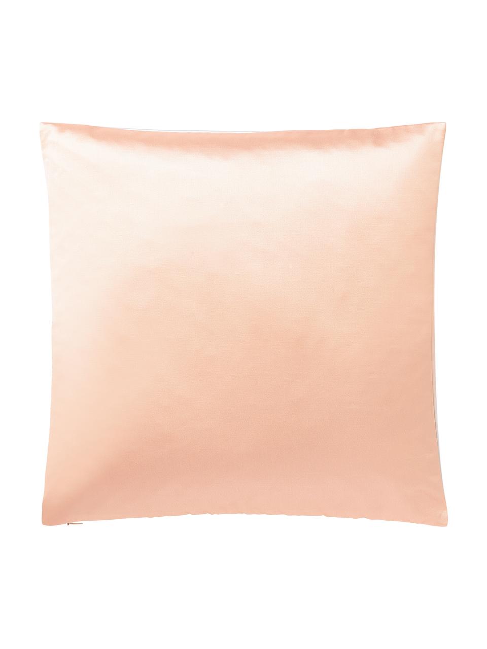 Povlak na polštář v hedvábném vzhledu s řetízkovým potiskem Chiarina, 100 % polyester, Bílá, korálová, Š 45 cm, D 45 cm