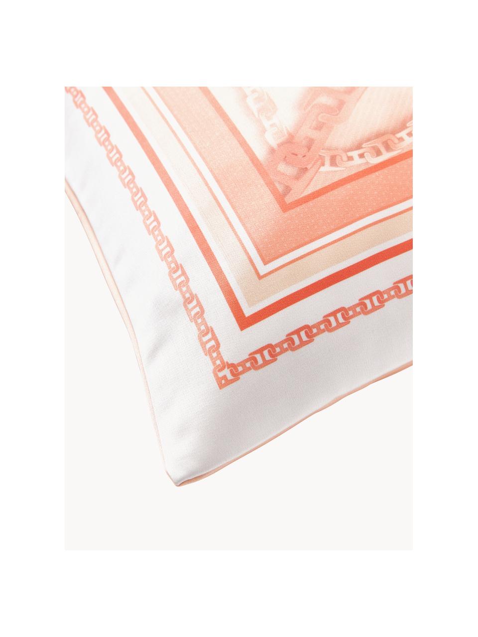 Housse de coussin 45x45 aspect soie Chiarina, 100 % polyester, Blanc, corail, larg. 45 x long. 45 cm