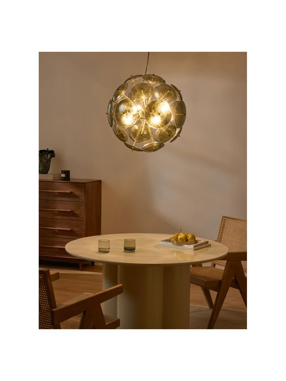 Pendelleuchte Mireille aus Glas, Lampenschirm: Glas, Olivgrün, Goldfarben, Ø 55 x H 55 cm