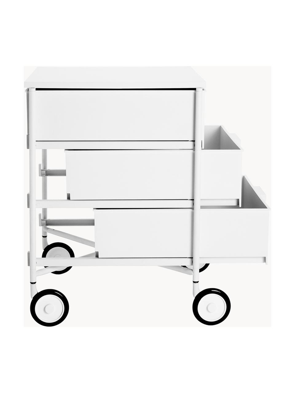 Rollcontainer Mobil mit 3 Schubladen, Thermoplastisches Technopolymer aus recyceltem Industrieausschuss, Weiss, B 49 x H 63 cm