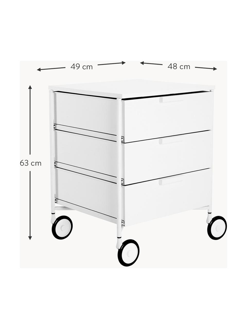 Mesa auxiliar con ruedas Mobil, Tecnopolímero termoplástico fabricado a partir de residuos industriales reciclados., Blanco, An 49 x Al 63 cm