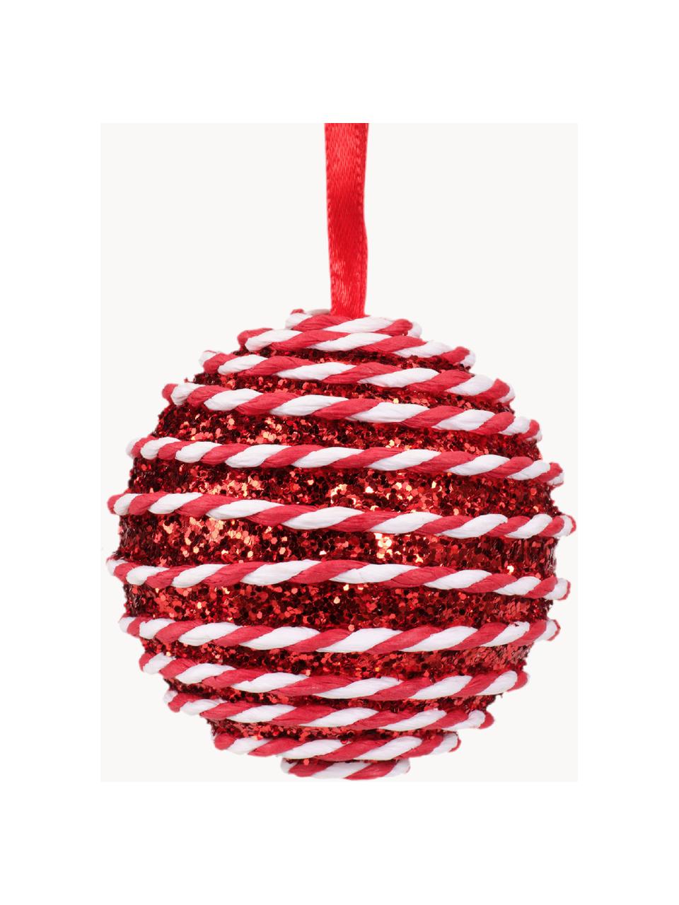 Kerstballen Pop, set van 12, Schuimstof, Rood, wit, Ø 8 cm