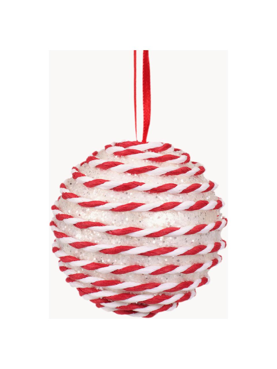 Kerstballen Pop, set van 12, Schuimstof, Rood, wit, Ø 8 cm