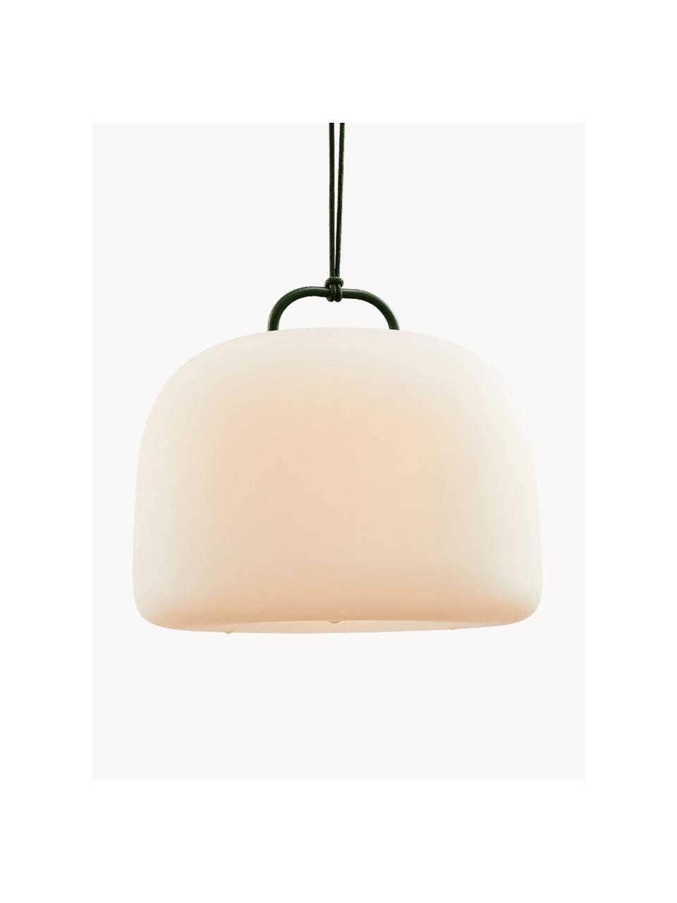 Mobiel outdoor LED hanglamp Kettle, dimbaar, Lamp: kunststof, Crèmewit, donkergroen, Ø 36 x H 31 cm