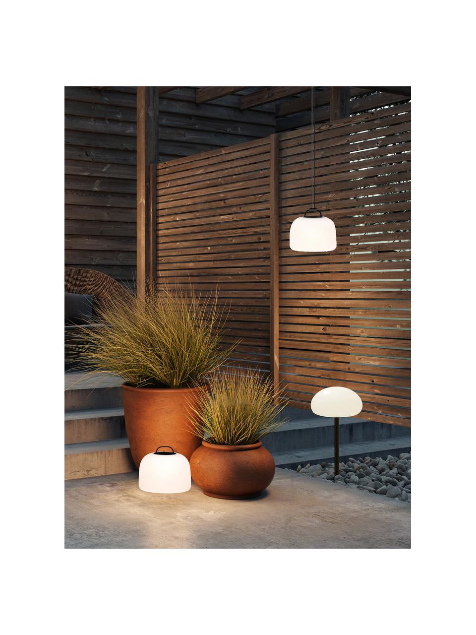 Mobiel outdoor LED hanglamp Kettle, dimbaar, Lamp: kunststof, Crèmewit, donkergroen, Ø 36 x H 31 cm