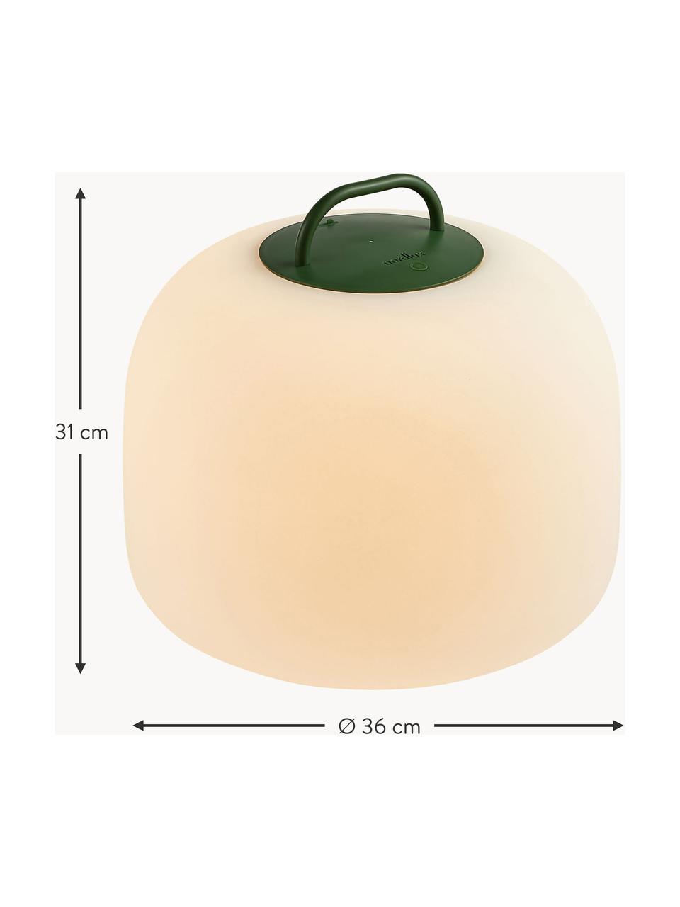 Prenosná stmievateľná LED lampa do exteriéru Kettle, Krémovobiela, tmavozelená, Ø 36 x V 31 cm