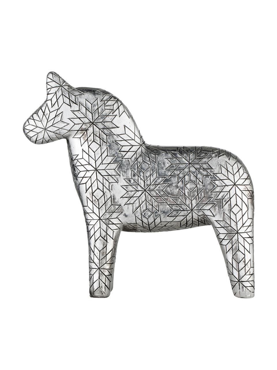 Deko-Objekt Serafina Horse, Polyresin, Silberfarben, 13 x 13 cm