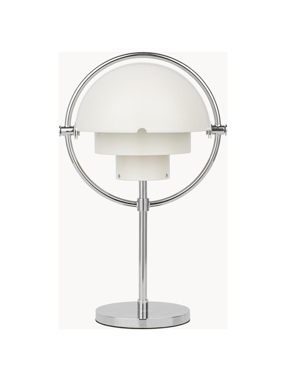 Přenosná stmívatelná stolní lampa s USB portem Multi-Lite, nastavitelná, Potažený hliník, Bílá matná, lesklá stříbrná, Ø 15 cm, V 30 cm