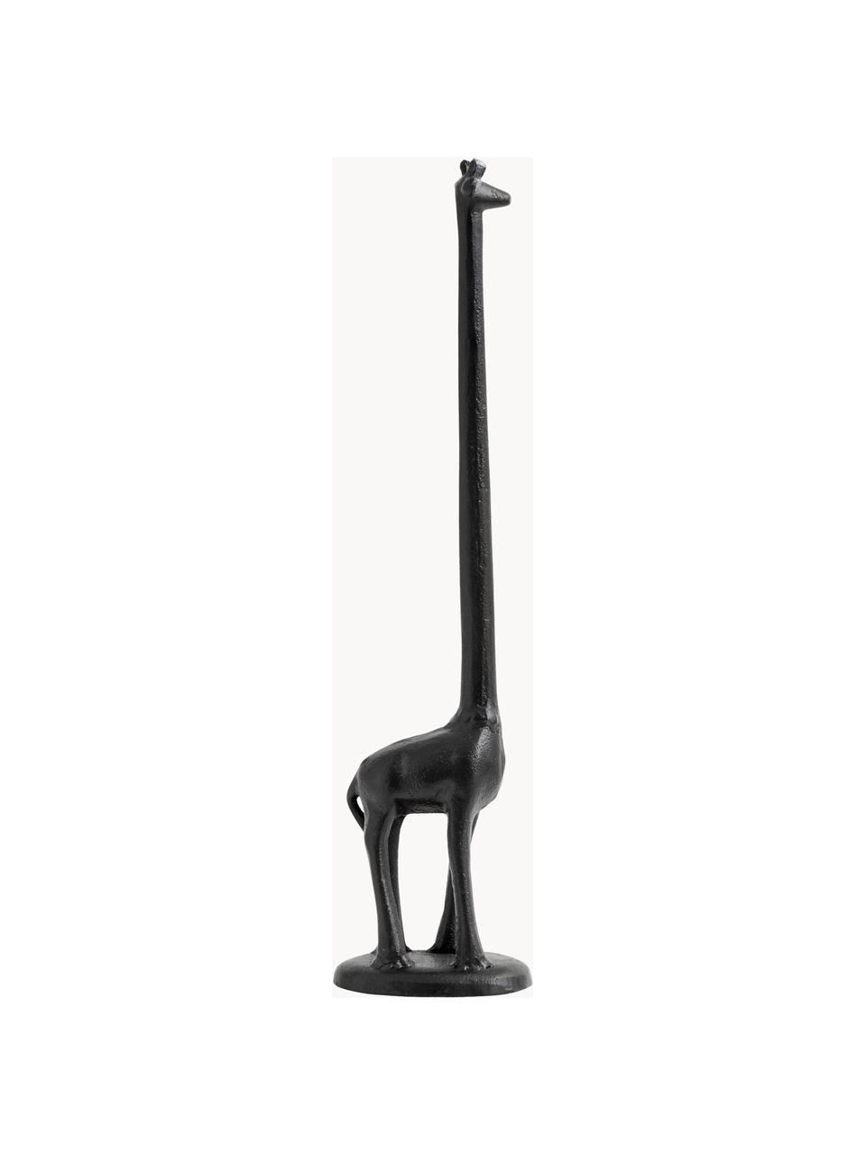 Metall-Küchenrollenhalter Wild Life in Giraffe-Form, Metall, lackiert, Schwarz, B 11 x H 46 cm