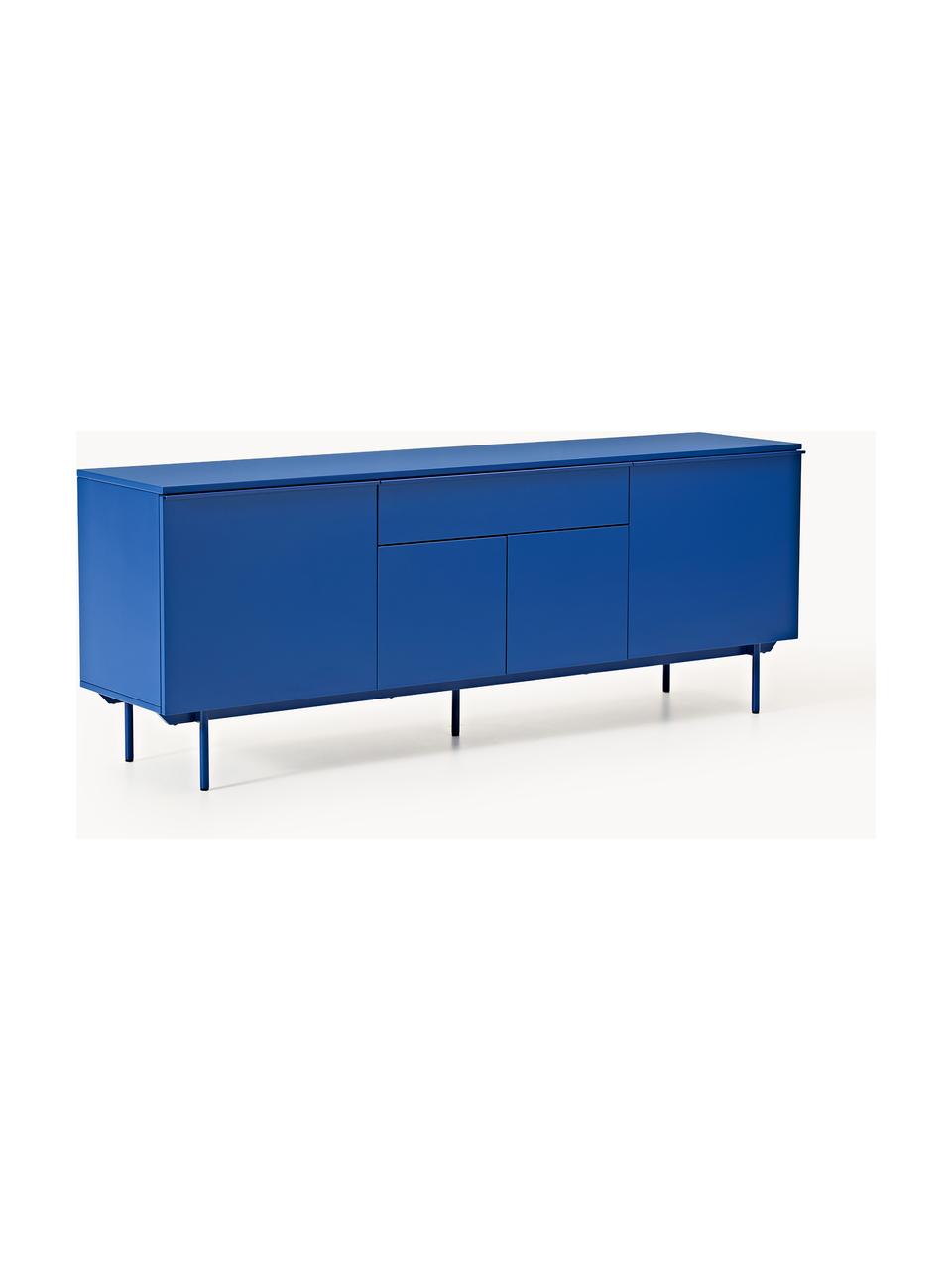 Credenza in legno Elona, Blu elettrico, Larg. 200 x Alt. 75 cm