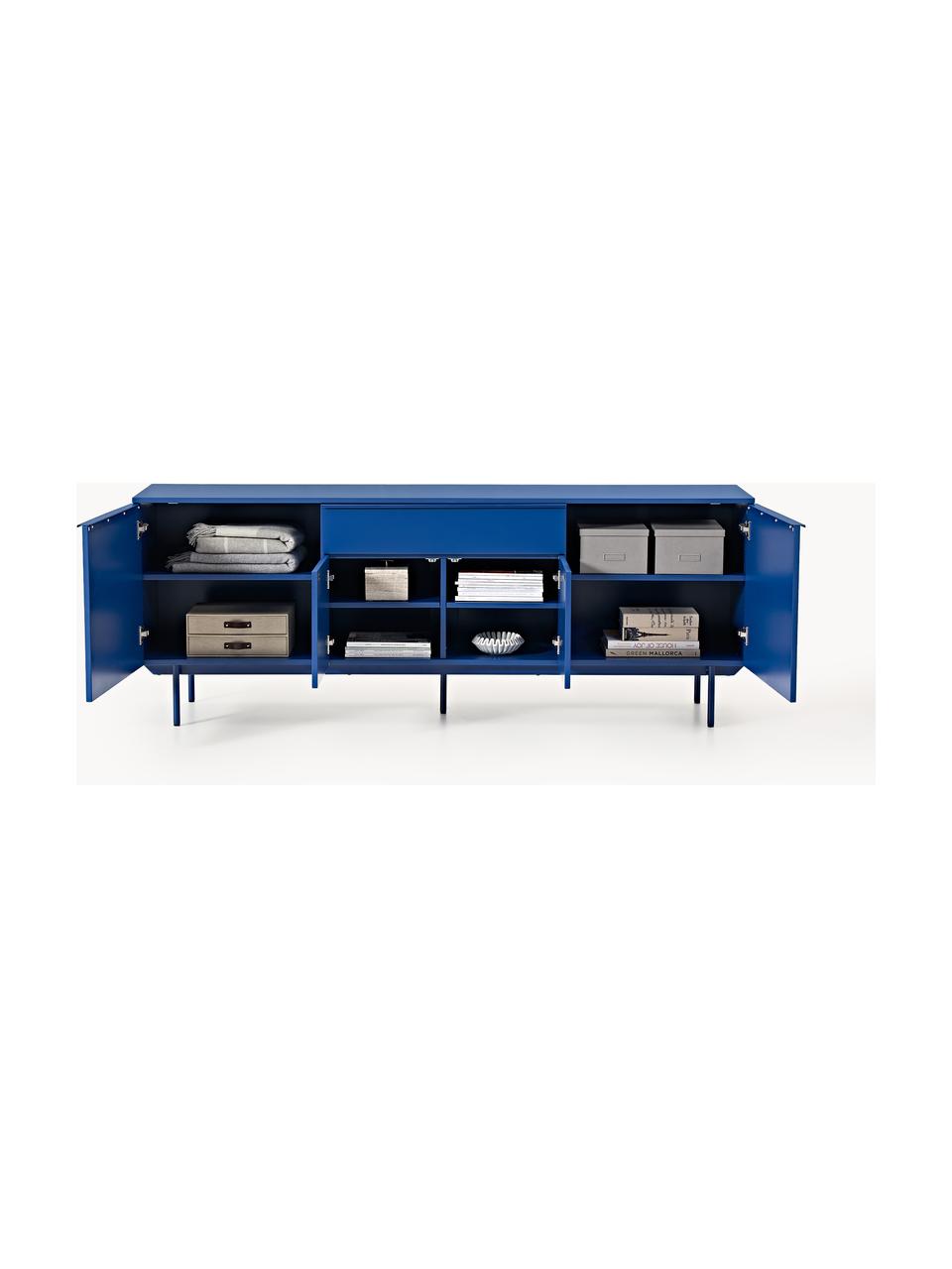 Credenza in legno Elona, Blu elettrico, Larg. 200 x Alt. 75 cm