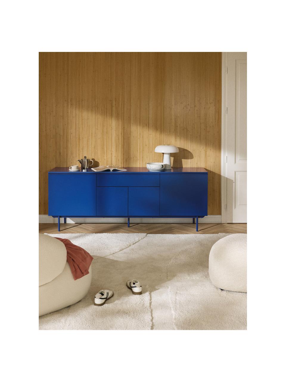 Credenza in legno Elona, Blu elettrico, Larg. 200 x Alt. 75 cm