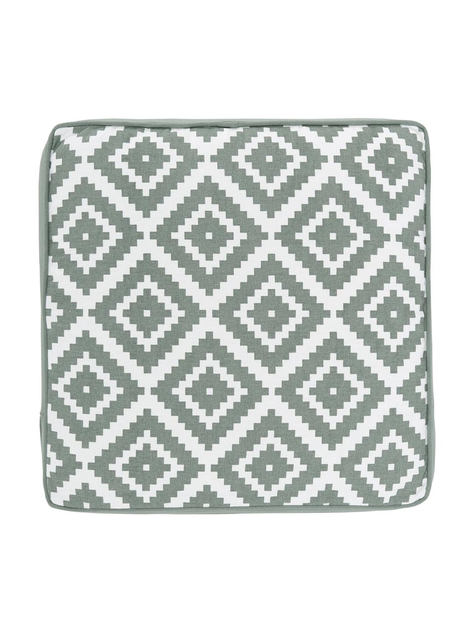 Cuscino sedia alto verde salvia/bianco Miami, Rivestimento: 100% cotone, Verde, Larg. 40 x Lung. 40 cm