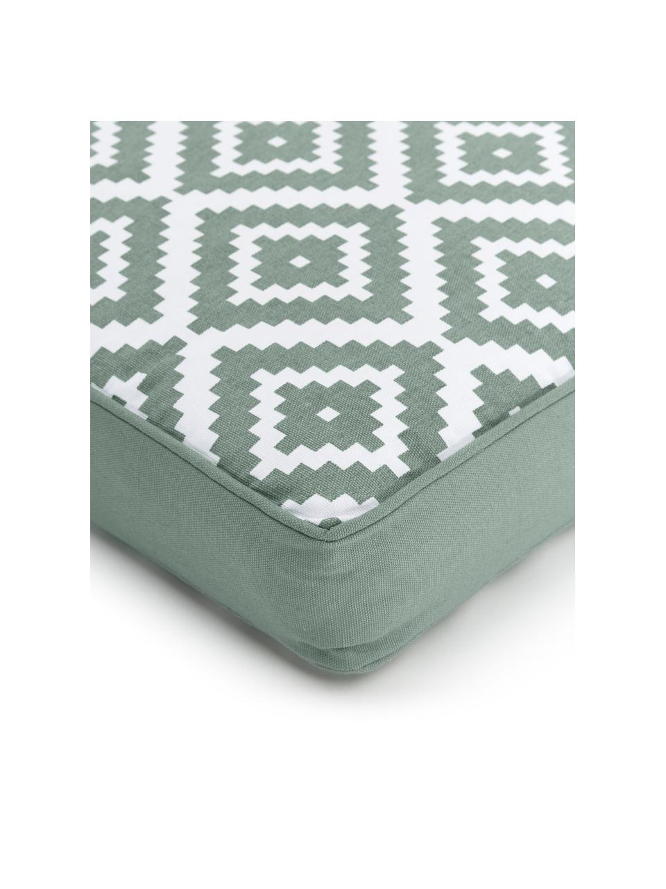 Hohes Sitzkissen Miami in Salbeigrün/Weiß, Bezug: 100% Baumwolle, Grün, B 40 x L 40 cm
