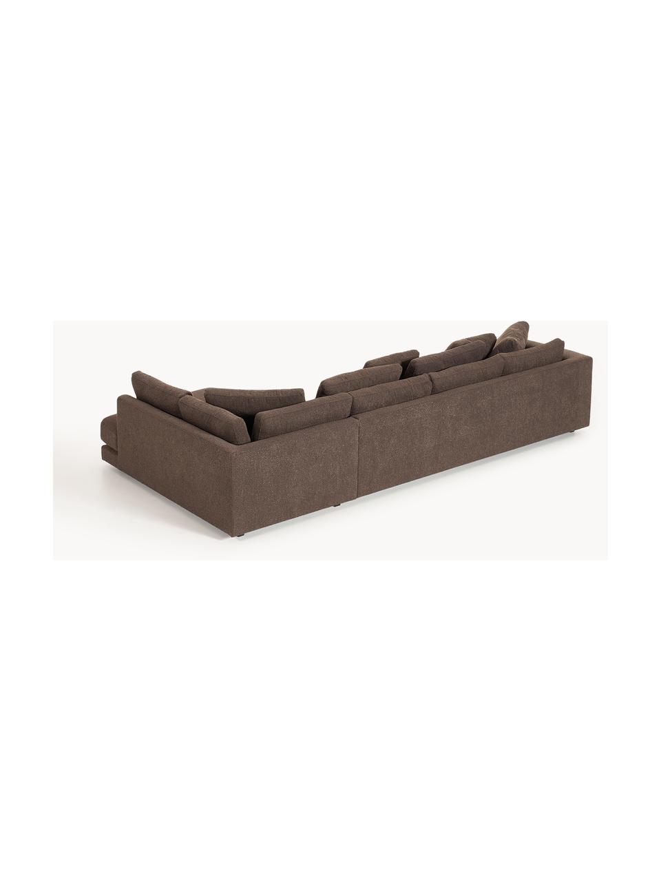 Sofa Bouclé XL Tribeca, Tapicerka: Bouclé (93% poliester, 6%, Stelaż: drewno bukowe, drewno sos, Nogi: drewno sosnowe Ten produk, Ciemnobrązowy Bouclé, S 326 x G 192 cm, prawostronna