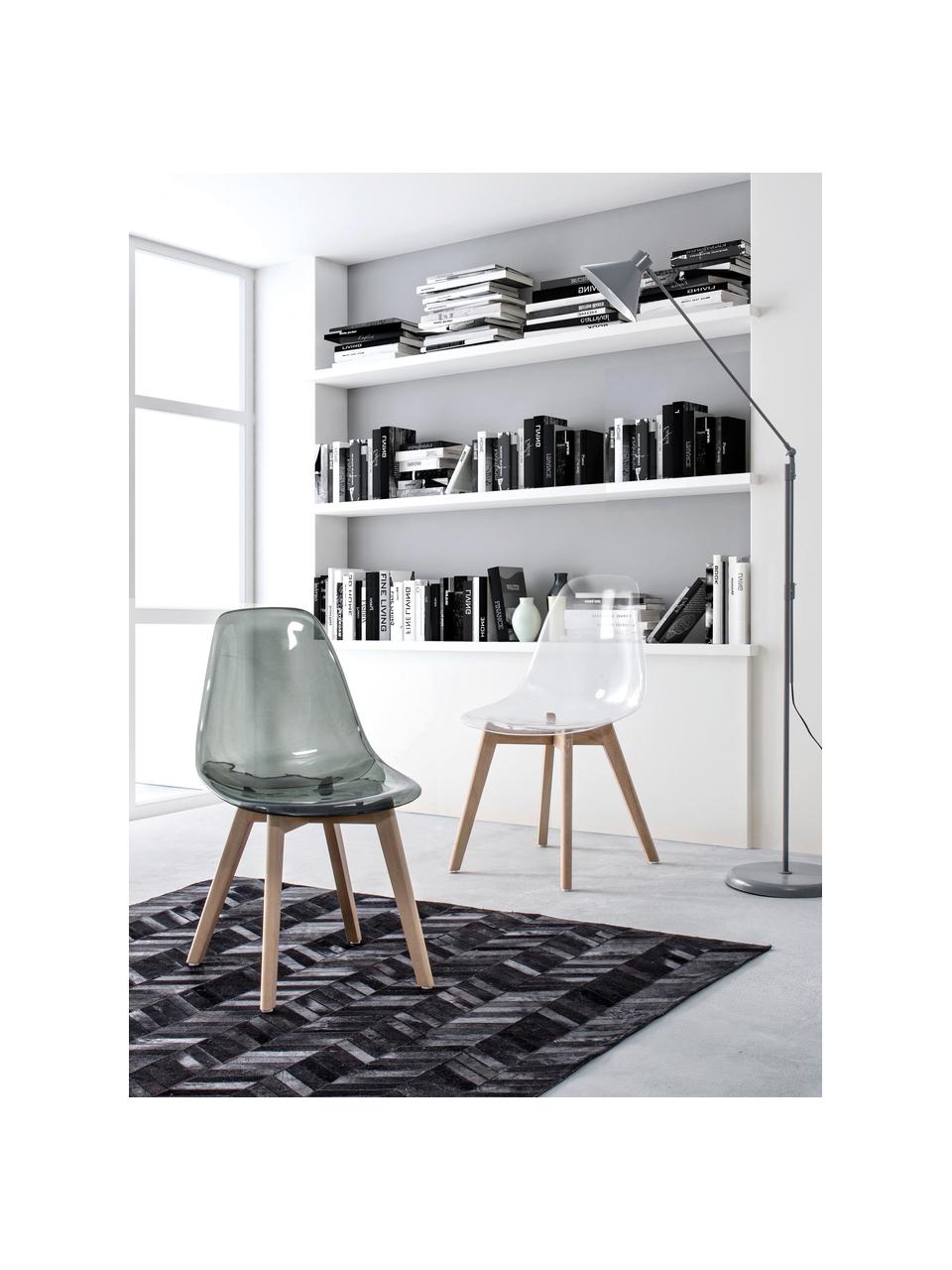 Transparante stoelen Easy, 2 stuks, Zitvlak: kunststof, Poten: beukenhout, Transparant, beukenhout, B 52 x D 47 cm