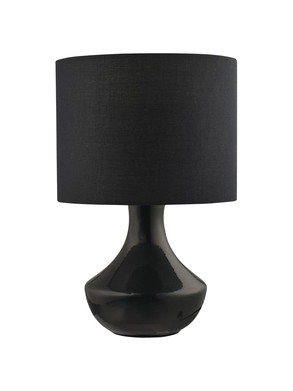 Kleine Tischlampe Rosia, Lampenschirm: Polyester, Lampenfuß: Metall, lackiert, Schwarz, Ø 18 x H 26 cm