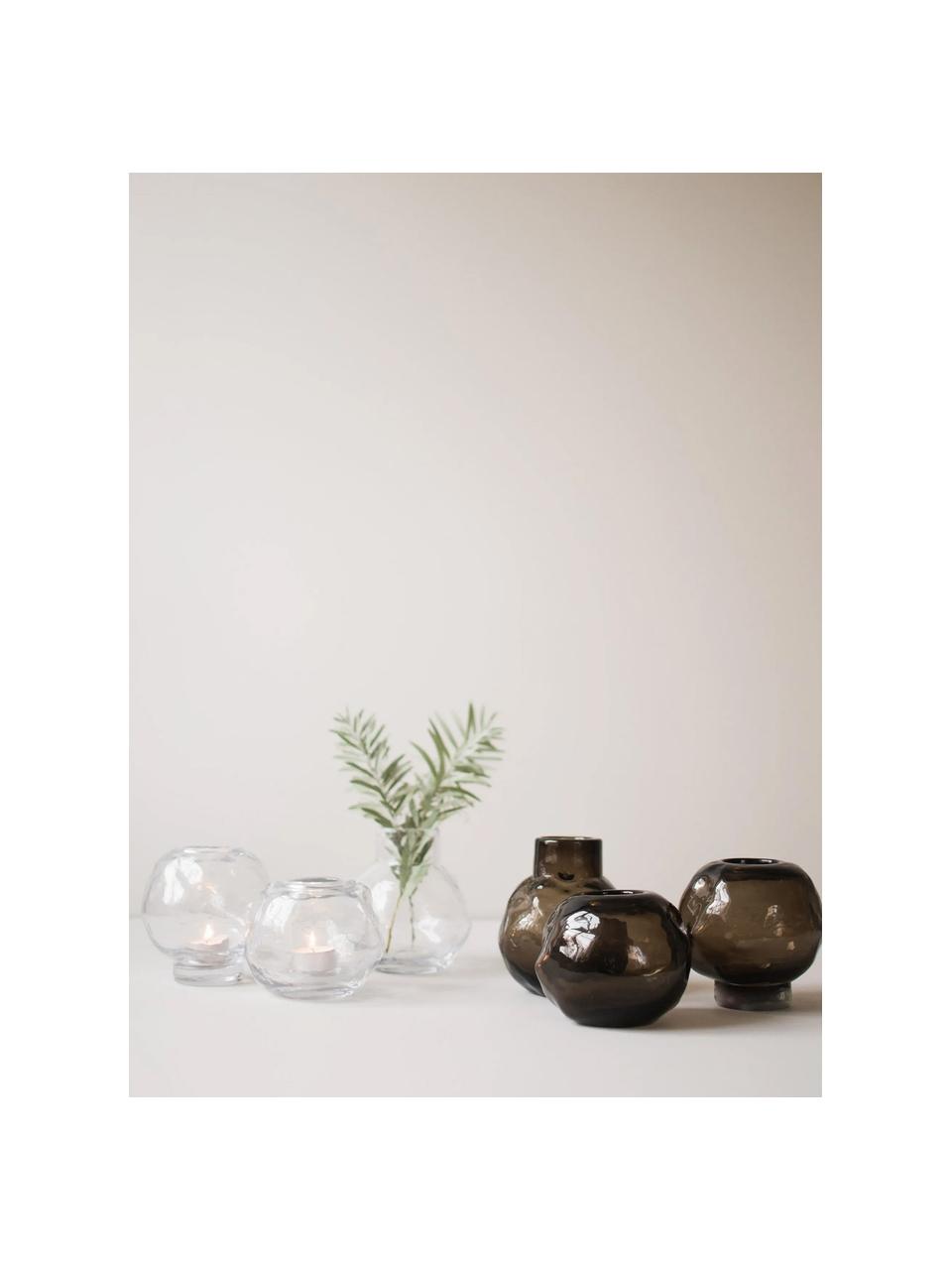 Glas-Kerzenhalter Bunch, Glas, Greige, semi-transparent, Ø 12 x H 10 cm
