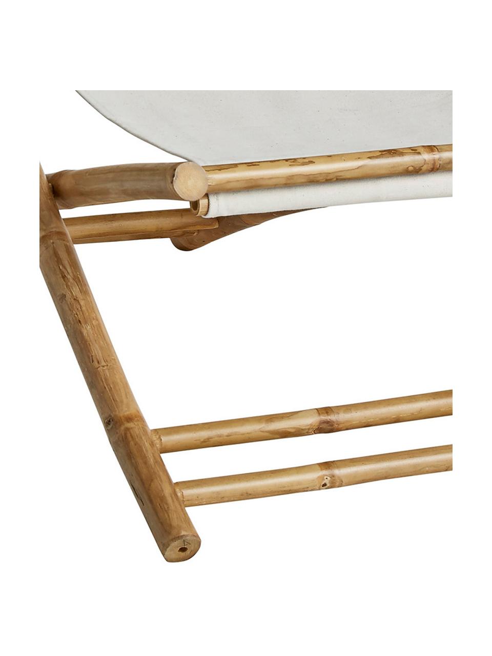 Klappbarer Bambus-Liegestuhl Mandisa, Gestell: Bambus, Cremeweiß, Hellbraun, B 112 x H 80 cm