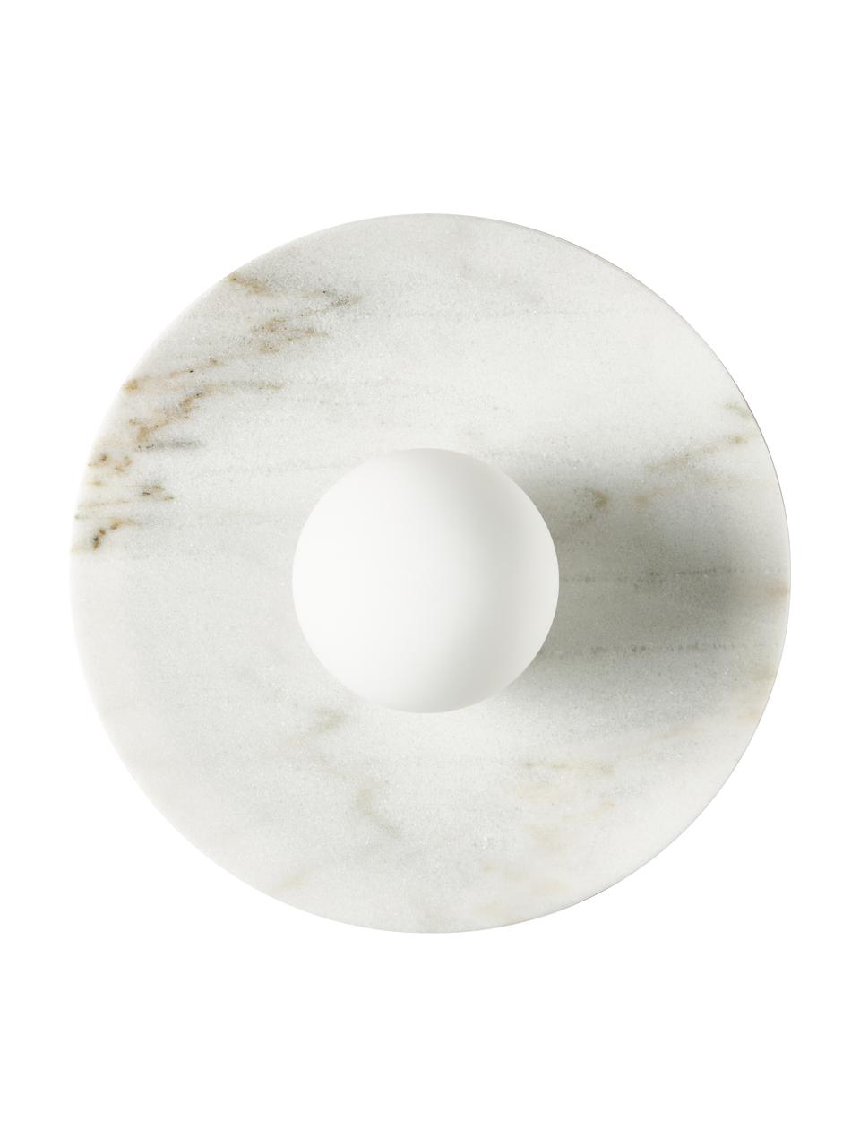 Aplique / Plafón de mármol Cehlani, Pantalla: vidrio opalino, Anclaje: mármol, Blanco, veteado, Ø 28 x Al 16 cm