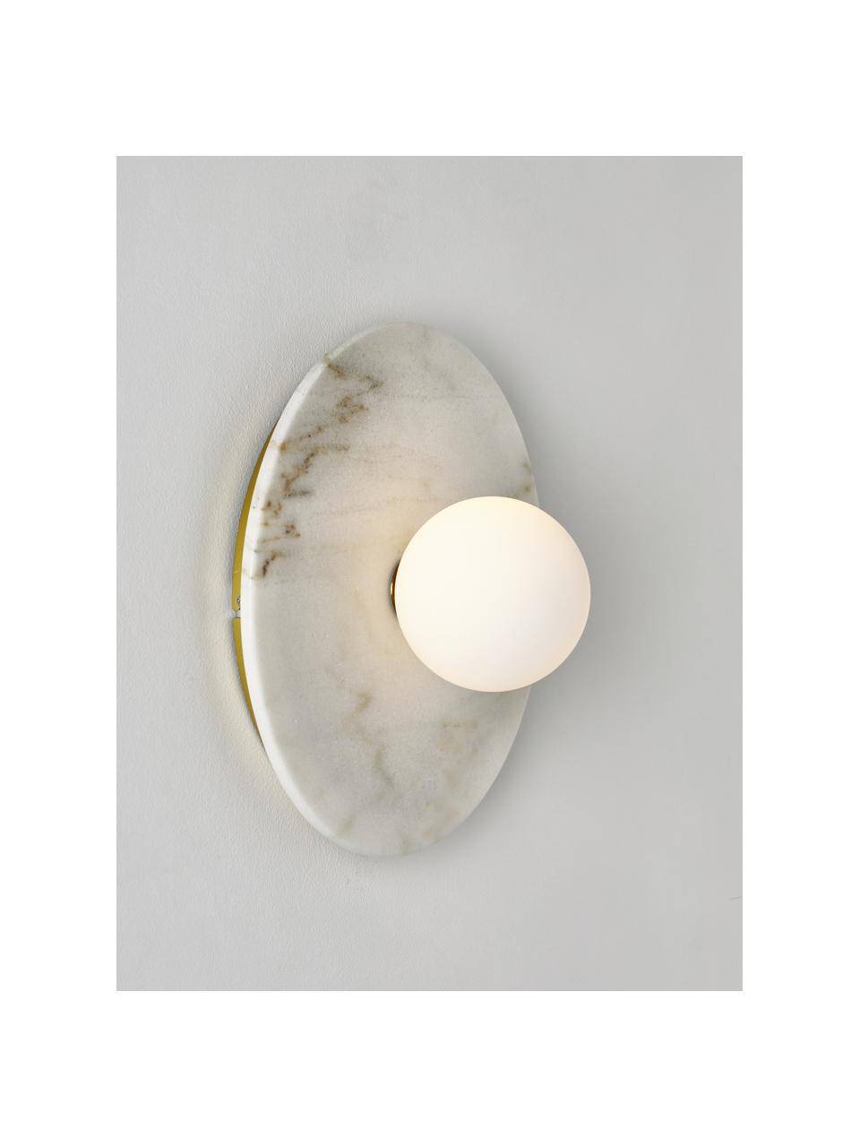 Lampada da parete e soffitto in marmo bianco Cehlani, Paralume: vetro opale, Marmo bianco, Ø 28 x Alt. 16 cm