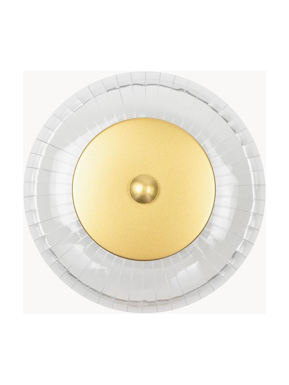 LED wandlamp Vitrum, Lampenkap: acrylglas, Transparant, goudkleurig, zwart, Ø 20 x H 16 cm