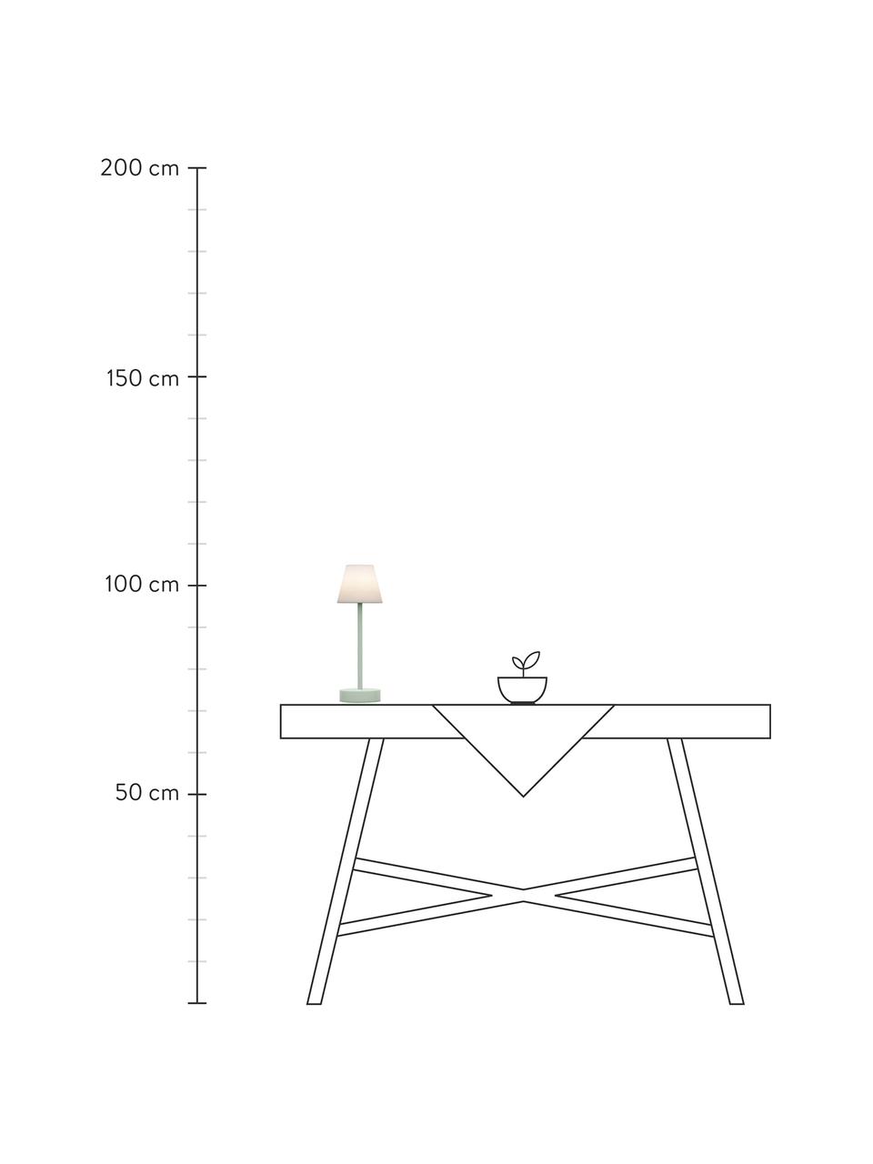 Lampada da tavolo portatile a LED dimmerabile da esterno con funzione touch Lola, Paralume: polipropilene, Base della lampada: metallo rivestito, Bianco, menta, Ø 11 x Alt. 32 cm