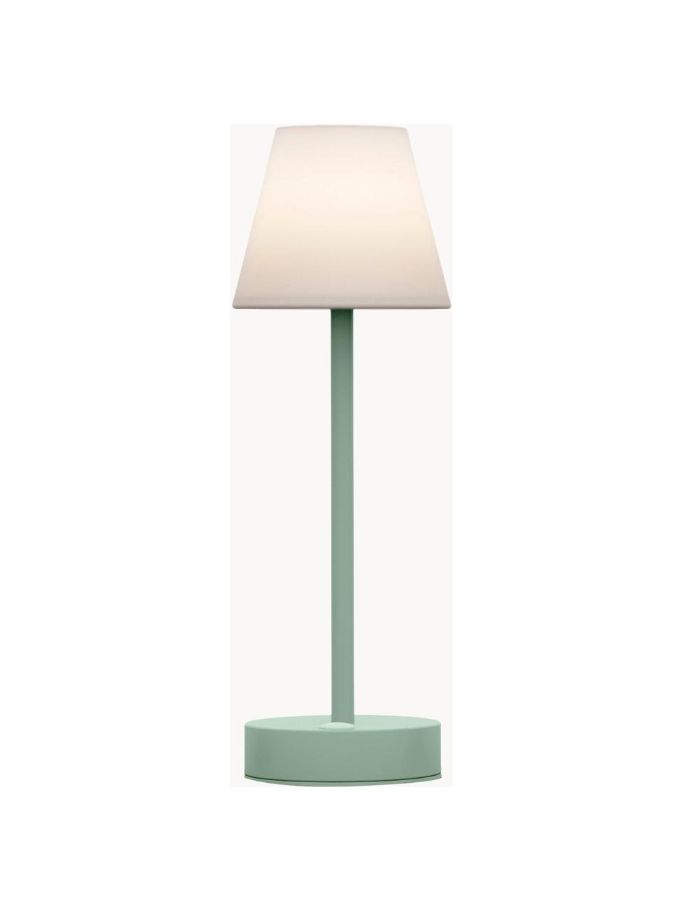 Lámpara de mesa LED para exterior regulable y táctil Lola, portátil, Pantalla: polipropileno, Blanco, verde menta, Ø 11 x Al 32 cm