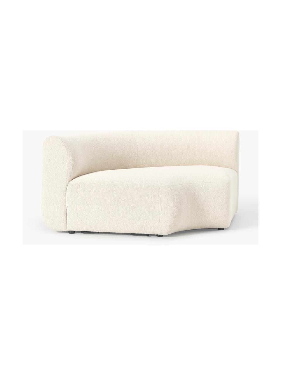 Módulo de esquina redondo en tejido bouclé sofá Sofia, Tapizado: tejido bouclé (100% polié, Estructura: madera de abeto con certi, Patas: plástico, Bouclé Off White, An 138 x F 138 cm