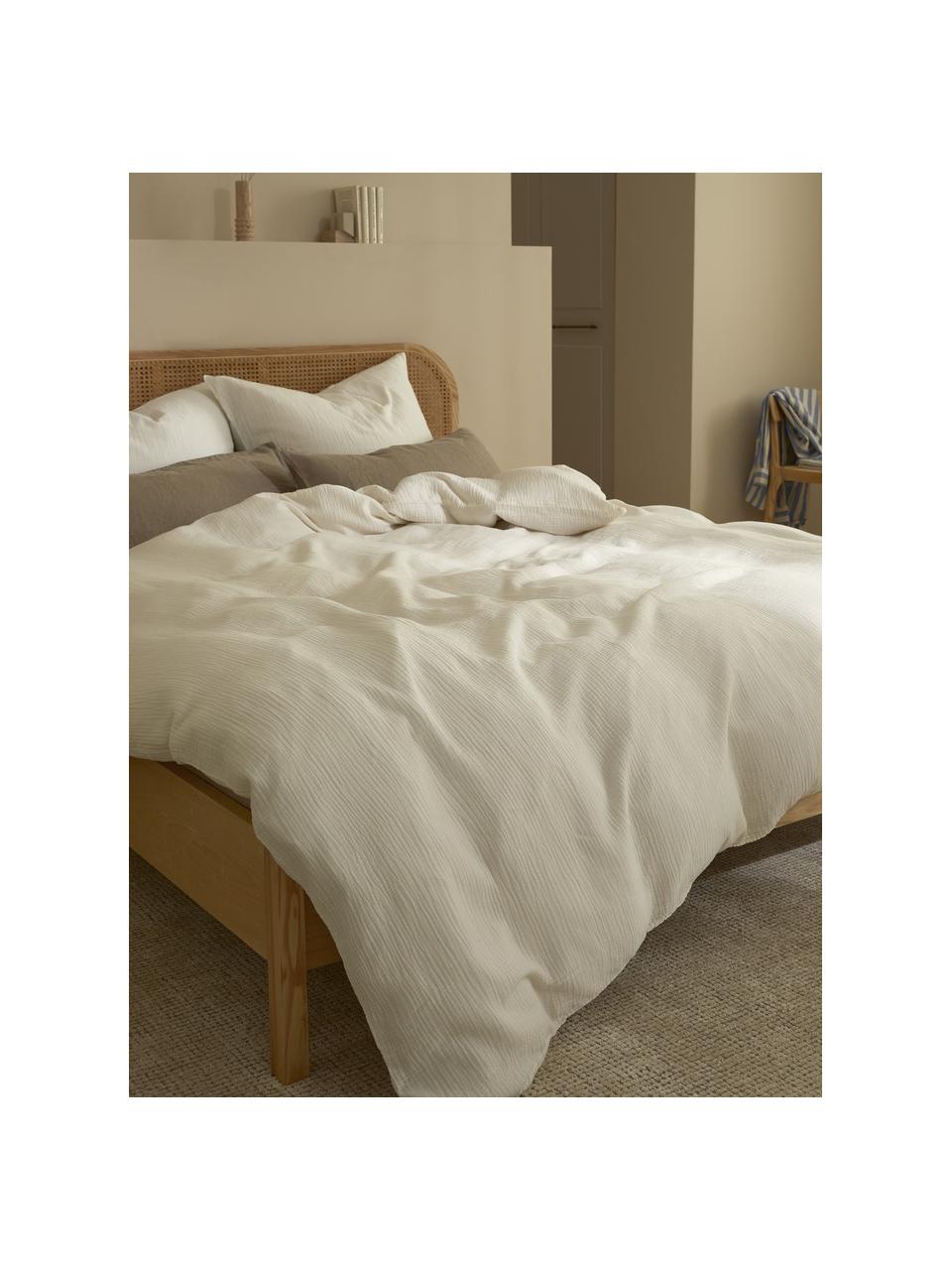 Funda nórdica muselina de algodón Odile, Blanco, Cama 150/160 cm (240 x 220 cm)