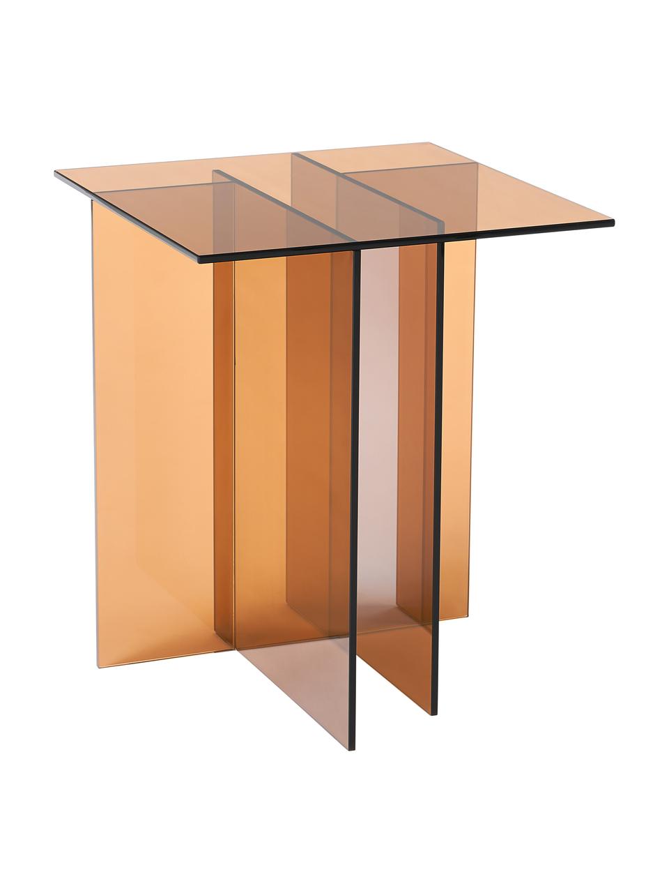 Mesa auxiliar de vidrio Anouk, Vidrio, Marrón transparente, An 42 x Al 50 cm