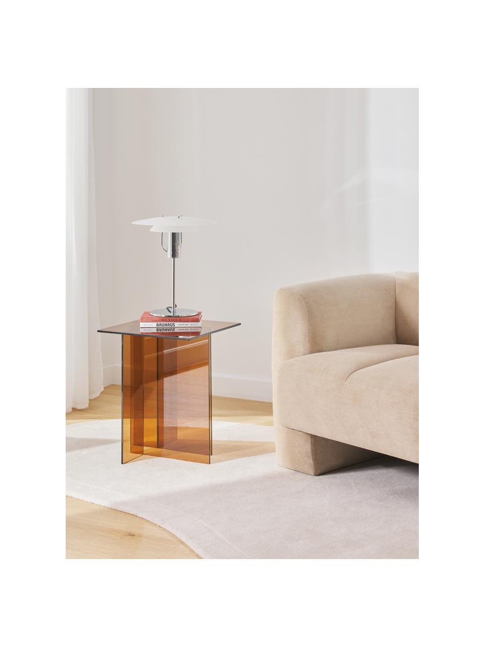 Bijzettafel met glazen tafelblad Anouk, Glas, Bruin, transparant, B 42 x H 50 cm
