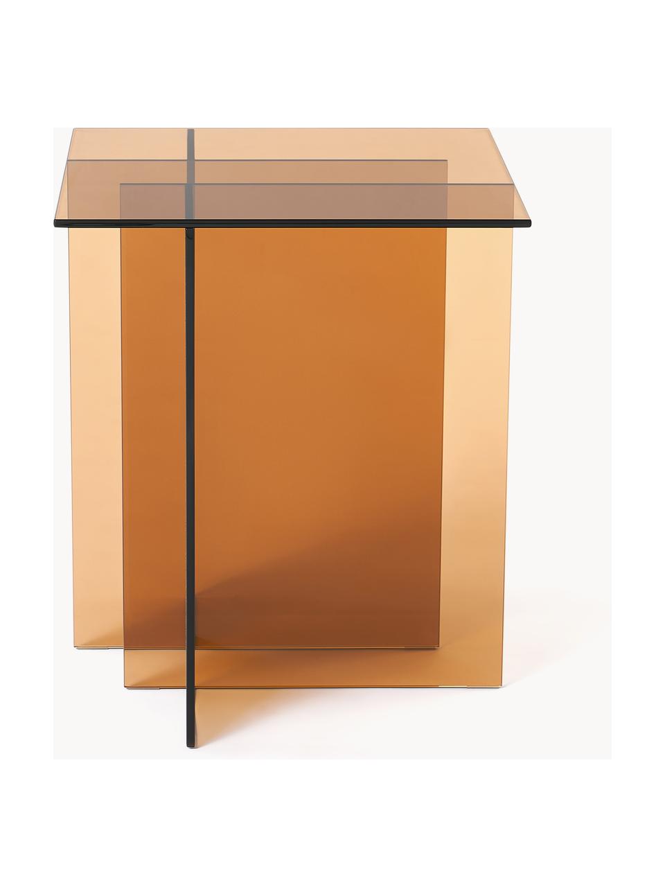 Table d'appoint en verre Anouk, Verre, Brun, transparent, larg. 42 x haut. 50 cm