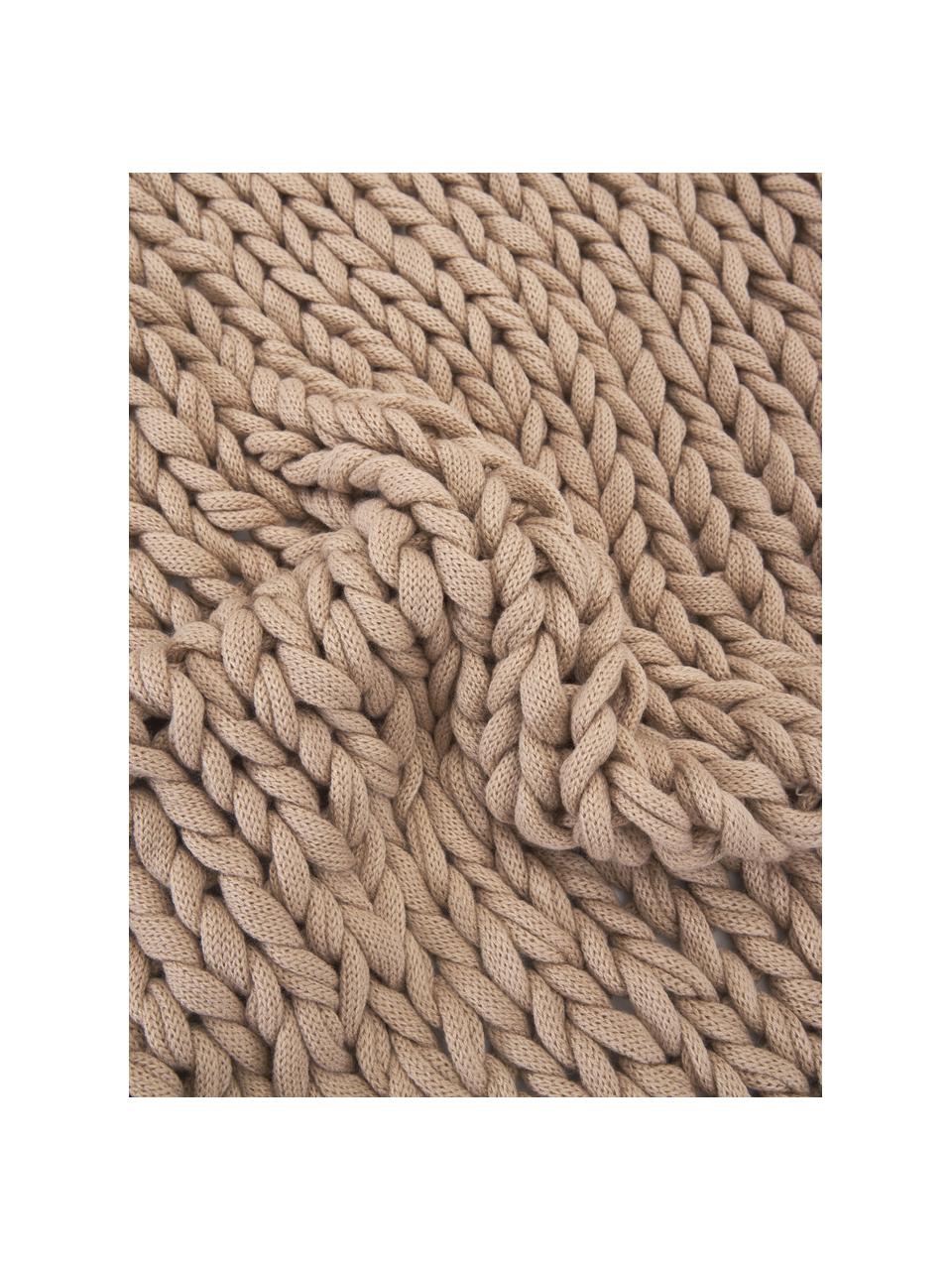 Coperta a maglia grossa beige fatta a mano Adyna, 100% poliacrilico, Beige, Larg. 130 x Lung. 170 cm