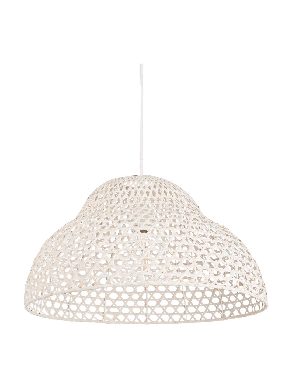 Lampa wisząca z drewna bambusowego Astro, Biały, Ø 50 x W 27 cm