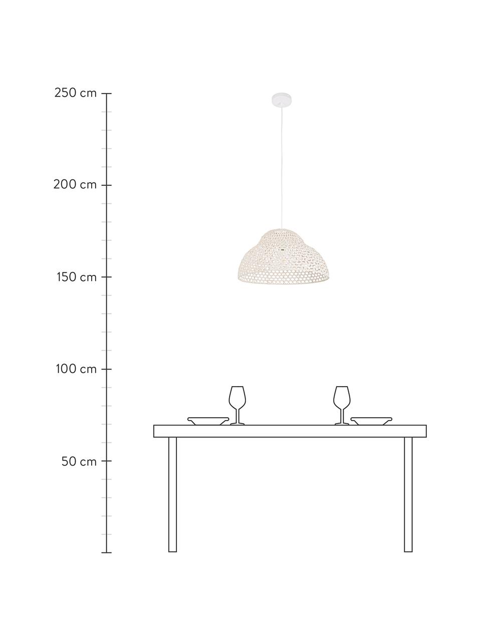 Hanglamp Astro van bamboehout, Lampenkap: bamboe, Baldakijn: gecoat metaal, Wit, Ø 50 x H 27 cm