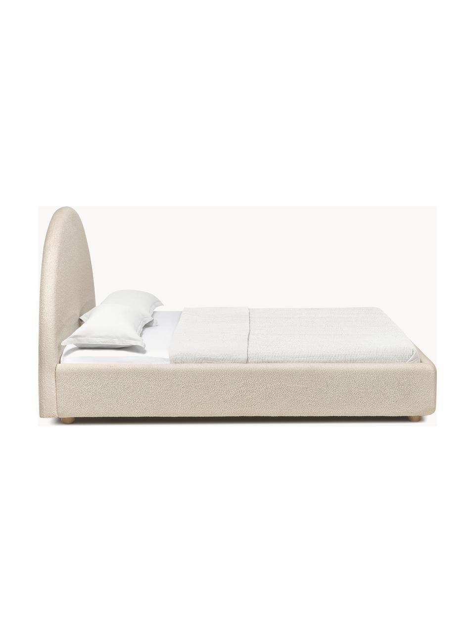 Teddy gestoffeerd bed Ebba, Frame: massief grenenhout en pla, Poten: massief grenenhout, FSC-g, Teddy lichtbeige, B 140 x L 200 cm