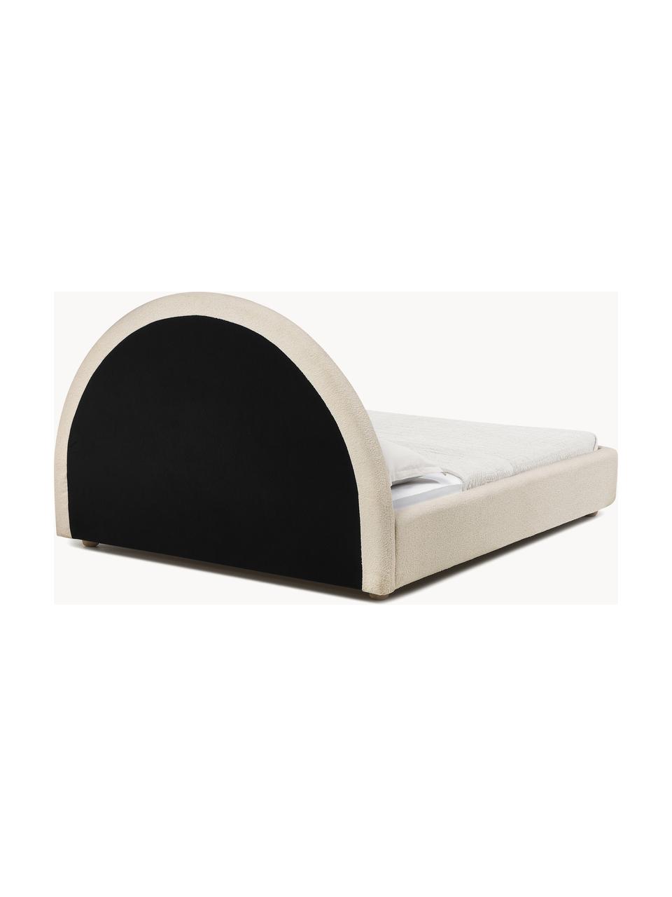 Teddy gestoffeerd bed Ebba, Frame: massief grenenhout en pla, Poten: massief grenenhout, FSC-g, Teddy lichtbeige, B 140 x L 200 cm