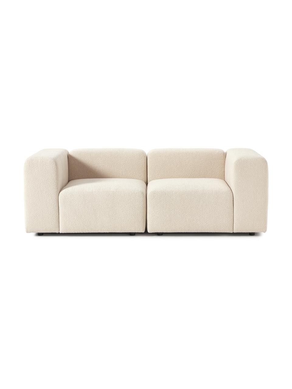 Sofa modułowa bouclé Lena (3-osobowa), Tapicerka: bouclé (93% poliester, 6%, Stelaż: drewno sosnowe, sklejka, , Nogi: tworzywo sztuczne, Beżowy bouclé, S 209 x G 106 cm