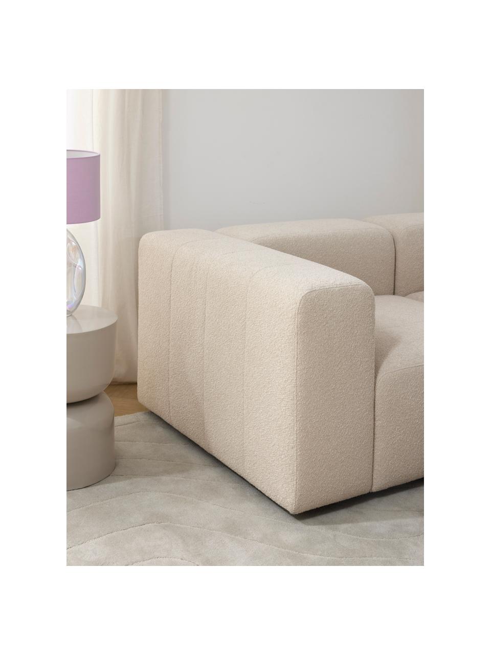 Sofa modułowa bouclé Lena (3-osobowa), Tapicerka: bouclé (93% poliester, 6%, Stelaż: drewno sosnowe, sklejka, , Nogi: tworzywo sztuczne, Beżowy bouclé, S 209 x G 106 cm