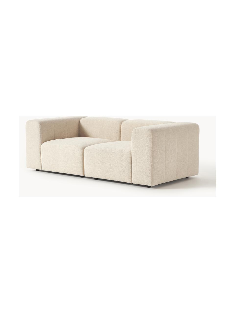 Sofá modular bouclé Lena (3 plazas), Tapizado: Bouclé (93% poliéster, 6%, Estructura: madera de pino, contracha, Patas: plástico, Bouclé beige claro, An 209 x F 106 cm